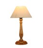Hersey Off White Cotton Shade Night Lamp With Wood Base