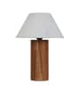 Babel Off White Cotton Shade Night Lamp With Wood Base