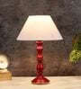 Catania Off White Cotton Shade Night Lamp With Wood Base