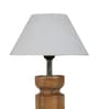 Imprisoned Off White Cotton Shade Night Lamp With Wood Base
