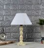 Venice Off White Cotton Shade Night Lamp With Wood Base