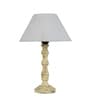 Venice Off White Cotton Shade Night Lamp With Wood Base