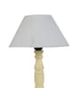 Matera Off White Cotton Shade Night Lamp With Wood Base