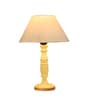 Matera Off White Cotton Shade Night Lamp With Wood Base