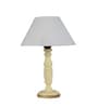 Matera Off White Cotton Shade Night Lamp With Wood Base