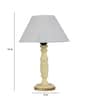 Matera Off White Cotton Shade Night Lamp With Wood Base