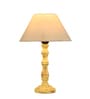 Venice Off White Cotton Shade Night Lamp With Wood Base