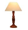 Verona Off White Cotton Shade Night Lamp With Wood Base