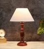 Verona Off White Cotton Shade Night Lamp With Wood Base