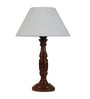 Verona Off White Cotton Shade Night Lamp With Wood Base