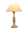 Lecce Off White Cotton Shade Night Lamp With Wood Base