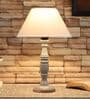 Lecce Off White Cotton Shade Night Lamp With Wood Base