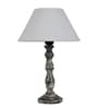 Lucca Off White Cotton Shade Night Lamp With Wood Base