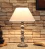 Lucca Off White Cotton Shade Night Lamp With Wood Base