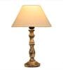 Lucca Off White Cotton Shade Night Lamp With Wood Base