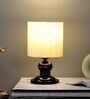 Off White Cotton Shade Table Lamp With Iron Base