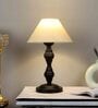 Off White Cotton Shade Table Lamp With Iron Base