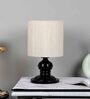 Off White Cotton Shade Table Lamp With Iron Base