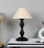 Off White Cotton Shade Table Lamp With Iron Base