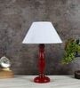 Vicenza Off White Cotton Shade Night Lamp With Wood Base