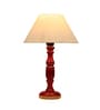 Salerno Off White Cotton Shade Night Lamp With Wood Base