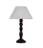 Premuim Off White Cotton Shade Night Lamp With Wood Base