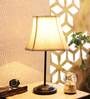 Off White Cotton Shade Table Lamp with Metal Base