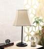 Off White Cotton Shade Table Lamp with Metal Base