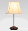 Off White Cotton Shade Table Lamp with Metal Base