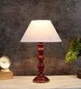 Florence Off White Cotton Shade Night Lamp With Wood Base