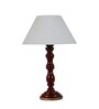 Florence Off White Cotton Shade Night Lamp With Wood Base