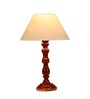 Florence Off White Cotton Shade Night Lamp With Wood Base