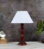 Florence Off White Cotton Shade Night Lamp With Wood Base