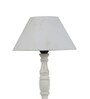 Taranto Off White Cotton Shade Night Lamp With Wood Base