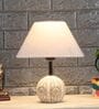 Fegan Off White Cotton Shade Table Lamp With Wood Base