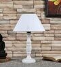 Taranto Off White Cotton Shade Night Lamp With Wood Base