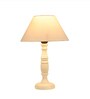 Taranto Off White Cotton Shade Night Lamp With Wood Base