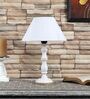 Ebenezer Off White Cotton Shade Night Lamp With Steel Base