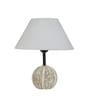 Fegan Off White Cotton Shade Table Lamp With Wood Base