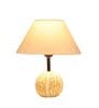 Fegan Off White Cotton Shade Table Lamp With Wood Base