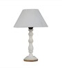 Ebenezer Off White Cotton Shade Night Lamp With Steel Base