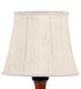 Off White Cotton Shade Table Lamp with Wood Base