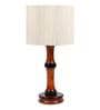 Off White Cotton Shade Table Lamp with Wood Base