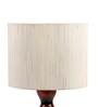 Off White Cotton Shade Table Lamp with Wood Base