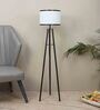 Off White Cotton Shade Tripod Floor Lamp Iron Base