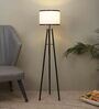 Off White Cotton Shade Tripod Floor Lamp Iron Base