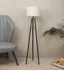 Off White Cotton Shade Tripod Floor Lamp Iron Base
