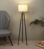 Off White Cotton Shade Tripod Floor Lamp Iron Base