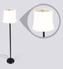 White Fabric Shade Floor Lamp With Black Base