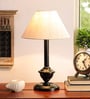 White Fabric Shade Table Lamp with Black Base
